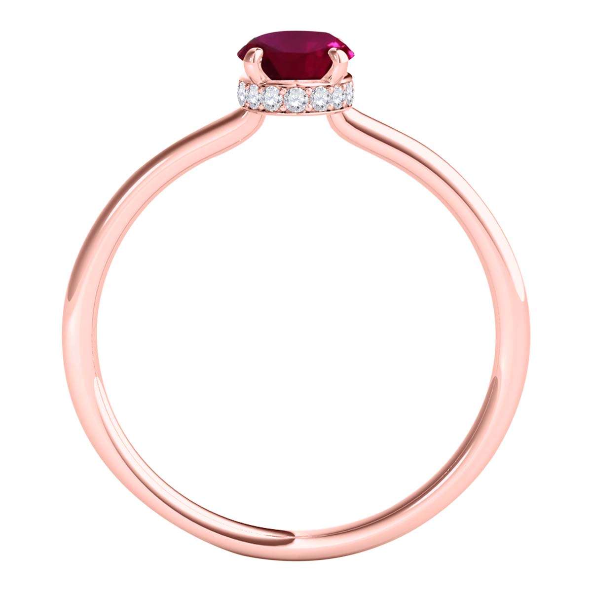 1.0 Carat 7x5mm Oval Ruby & Natural Diamond Gemstone Ring in 14K White, Rose, and Yellow Gold Mauli Jewels