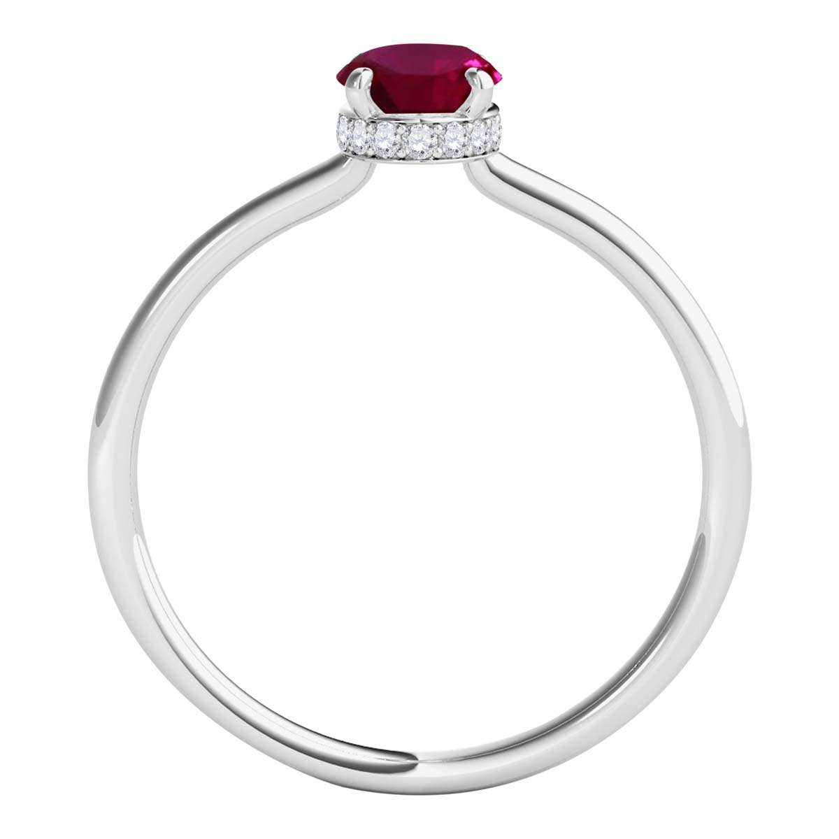 1.0 Carat 7x5mm Oval Ruby & Natural Diamond Gemstone Ring in 14K White, Rose, and Yellow Gold Mauli Jewels
