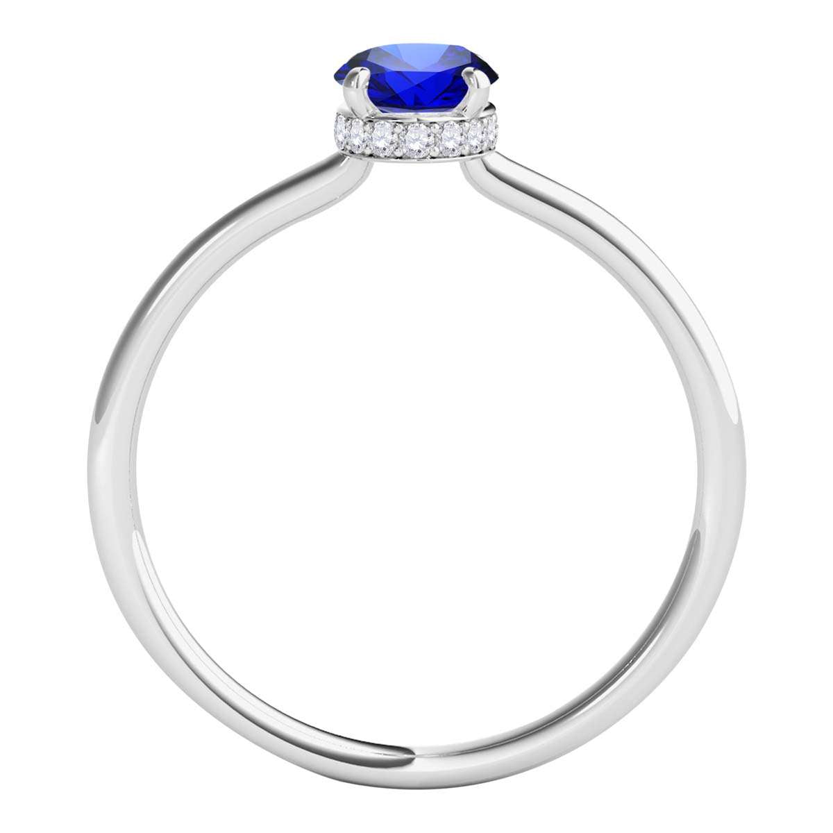 1.0 Carat 7x5mm Lab-Created Tanzanite & Natural Diamond Gemstone Ring in 14K White, Rose, and Yellow Gold Mauli Jewels