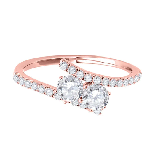 0.75 Carat Natural Diamond Two-Stone Engagement Ring for Women Mauli Jewels
