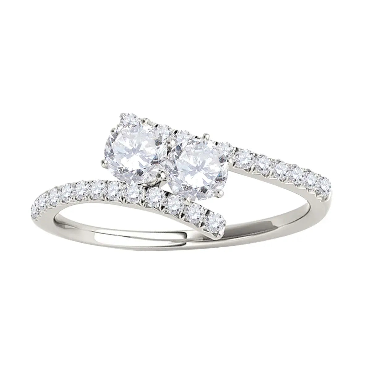 1/2 Carat Two Stone Natural Diamond Engagement Rings For Women In 10K Rose White Yellow Gold Mauli Jewels