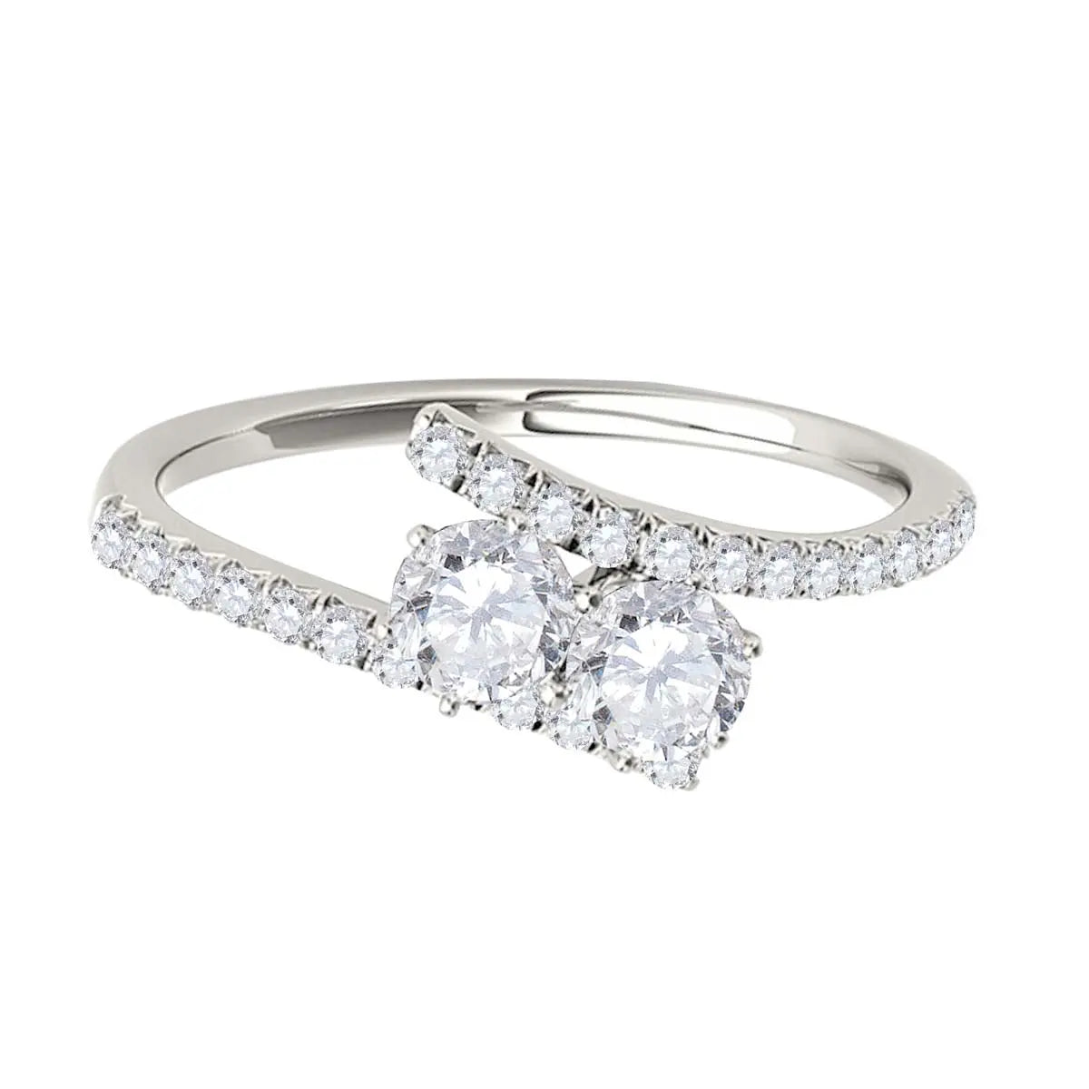 1/2 Carat Two Stone Natural Diamond Engagement Rings For Women In 10K Rose White Yellow Gold Mauli Jewels