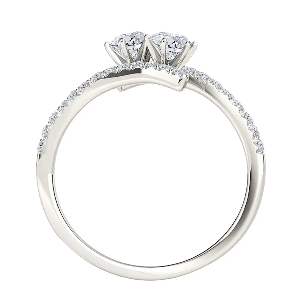 1/2 Carat Two Stone Natural Diamond Engagement Rings For Women In 10K Rose White Yellow Gold Mauli Jewels