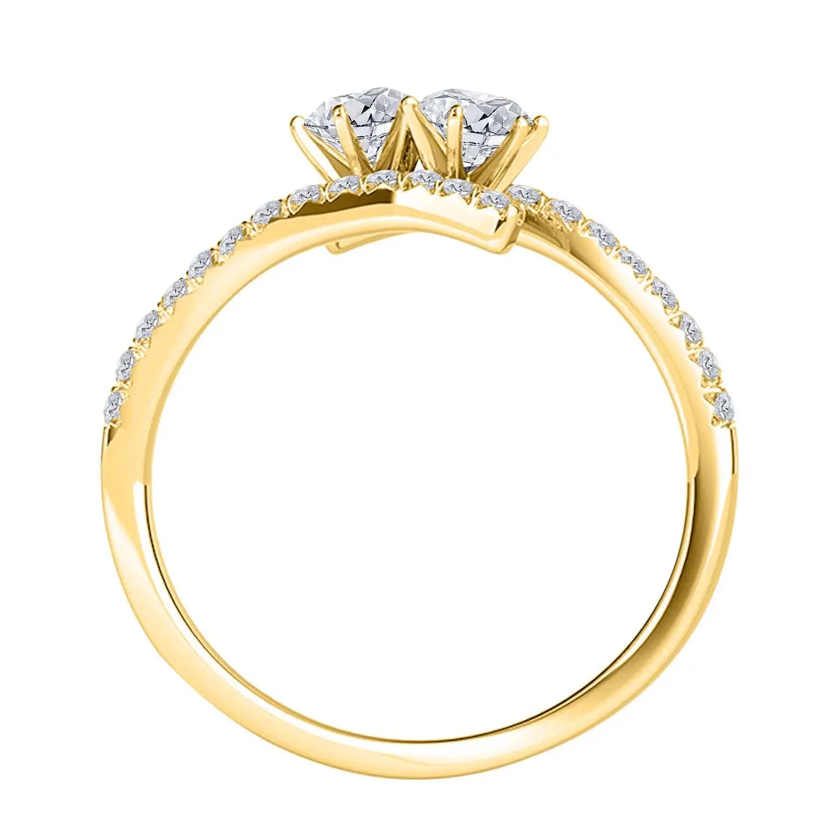 1/2 Carat Two Stone Natural Diamond Engagement Rings For Women In 10K Rose White Yellow Gold Mauli Jewels