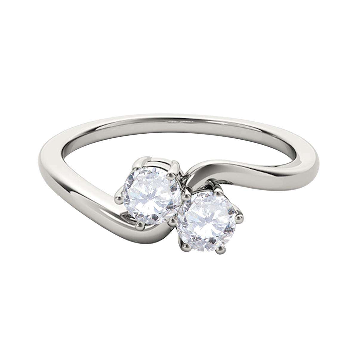 MauliJewels 1/4 Ct Two-Stone Brilliant Cut Diamond Wedding Ring - 14K White, Rose & Yellow Gold Mauli Jewels