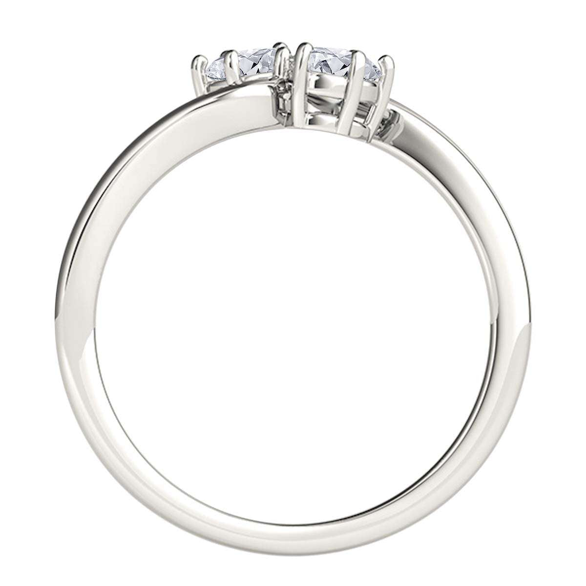 MauliJewels 1/4 Ct Two-Stone Brilliant Cut Diamond Wedding Ring - 14K White, Rose & Yellow Gold Mauli Jewels