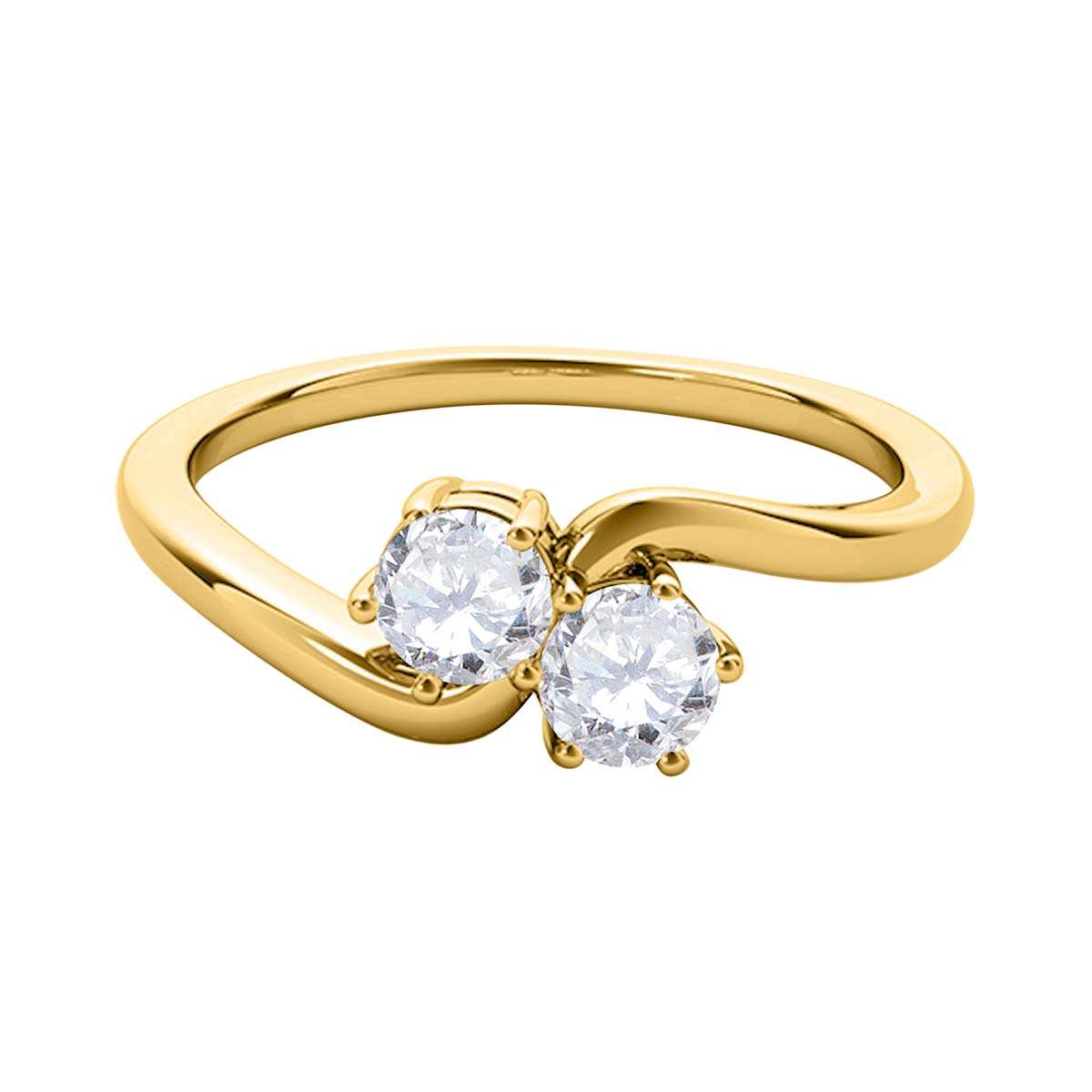 MauliJewels 1/4 Ct Two-Stone Brilliant Cut Diamond Wedding Ring - 14K White, Rose & Yellow Gold Mauli Jewels