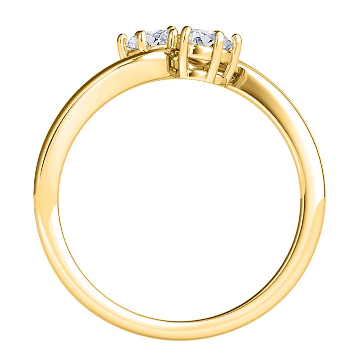 MauliJewels 1/4 Ct Two-Stone Brilliant Cut Diamond Wedding Ring - 14K White, Rose & Yellow Gold Mauli Jewels