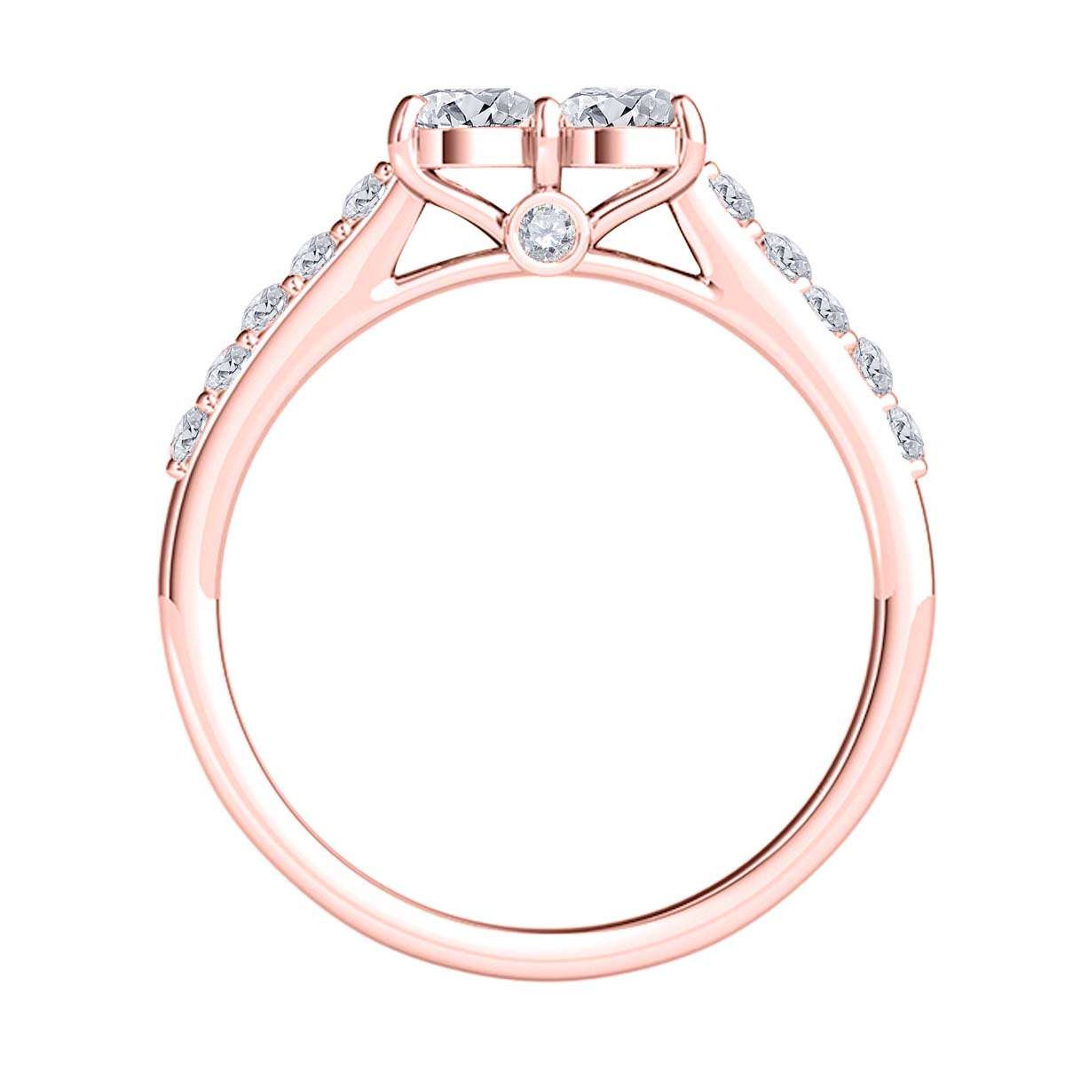 MauliJewels 3/4 Carat Two-Stone Brilliant Cut Diamond Wedding Ring - 14K Rose, White & Yellow Gold Mauli Jewels