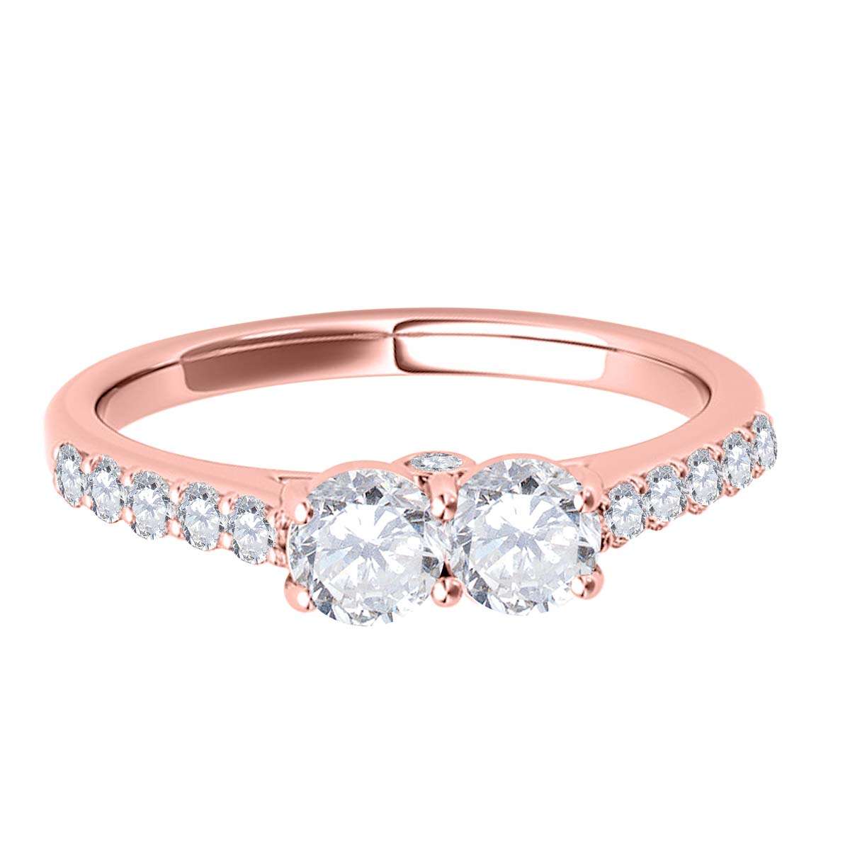 0.50 Carat Natural Diamond Two-Stone Engagement Ring for Women in 14K Solid Rose, White & Yellow Gold Mauli Jewels