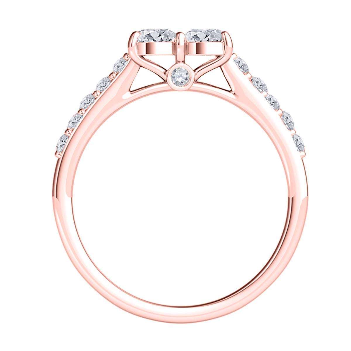 0.50 Carat Natural Diamond Two-Stone Engagement Ring for Women in 14K Solid Rose, White & Yellow Gold Mauli Jewels