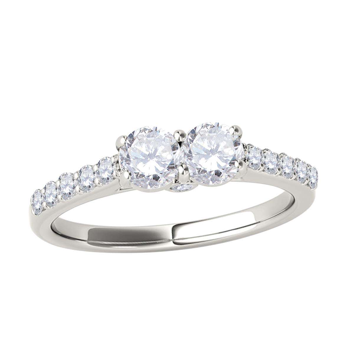 0.50 Carat Natural Diamond Two-Stone Engagement Ring for Women in 14K Solid Rose, White & Yellow Gold Mauli Jewels