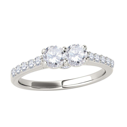 0.50 Carat Natural Diamond Two-Stone Engagement Ring for Women in 14K Solid Rose, White & Yellow Gold Mauli Jewels