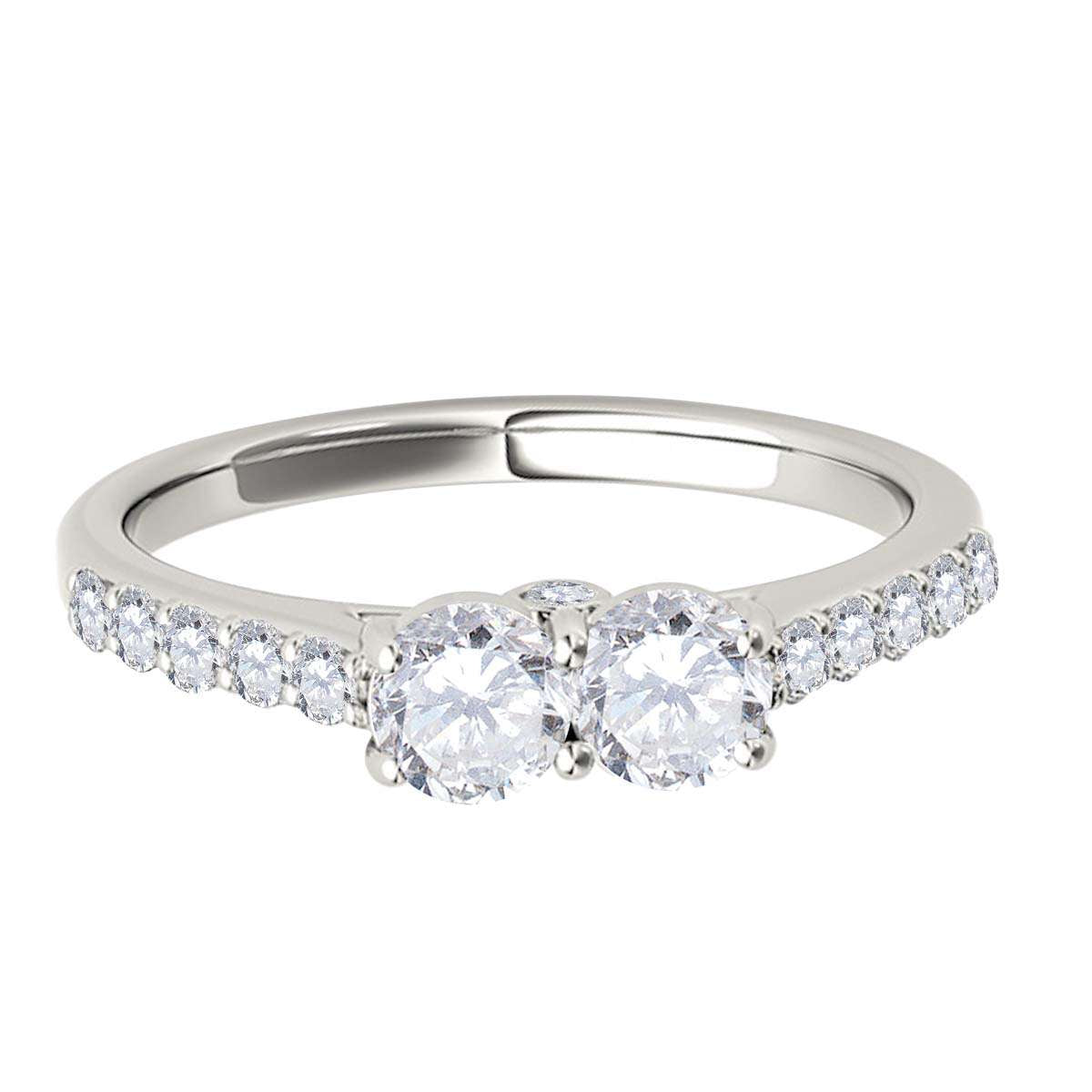 0.50 Carat Natural Diamond Two-Stone Engagement Ring for Women in 14K Solid Rose, White & Yellow Gold Mauli Jewels