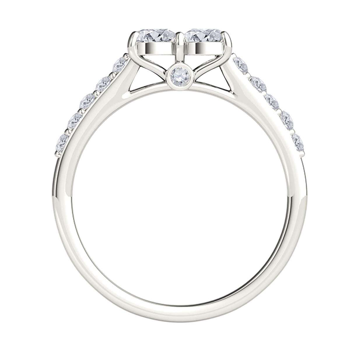 0.50 Carat Natural Diamond Two-Stone Engagement Ring for Women in 14K Solid Rose, White & Yellow Gold Mauli Jewels