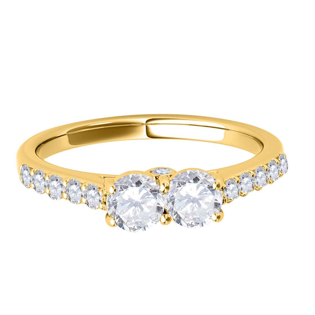 0.50 Carat Natural Diamond Two-Stone Engagement Ring for Women in 14K Solid Rose, White & Yellow Gold Mauli Jewels