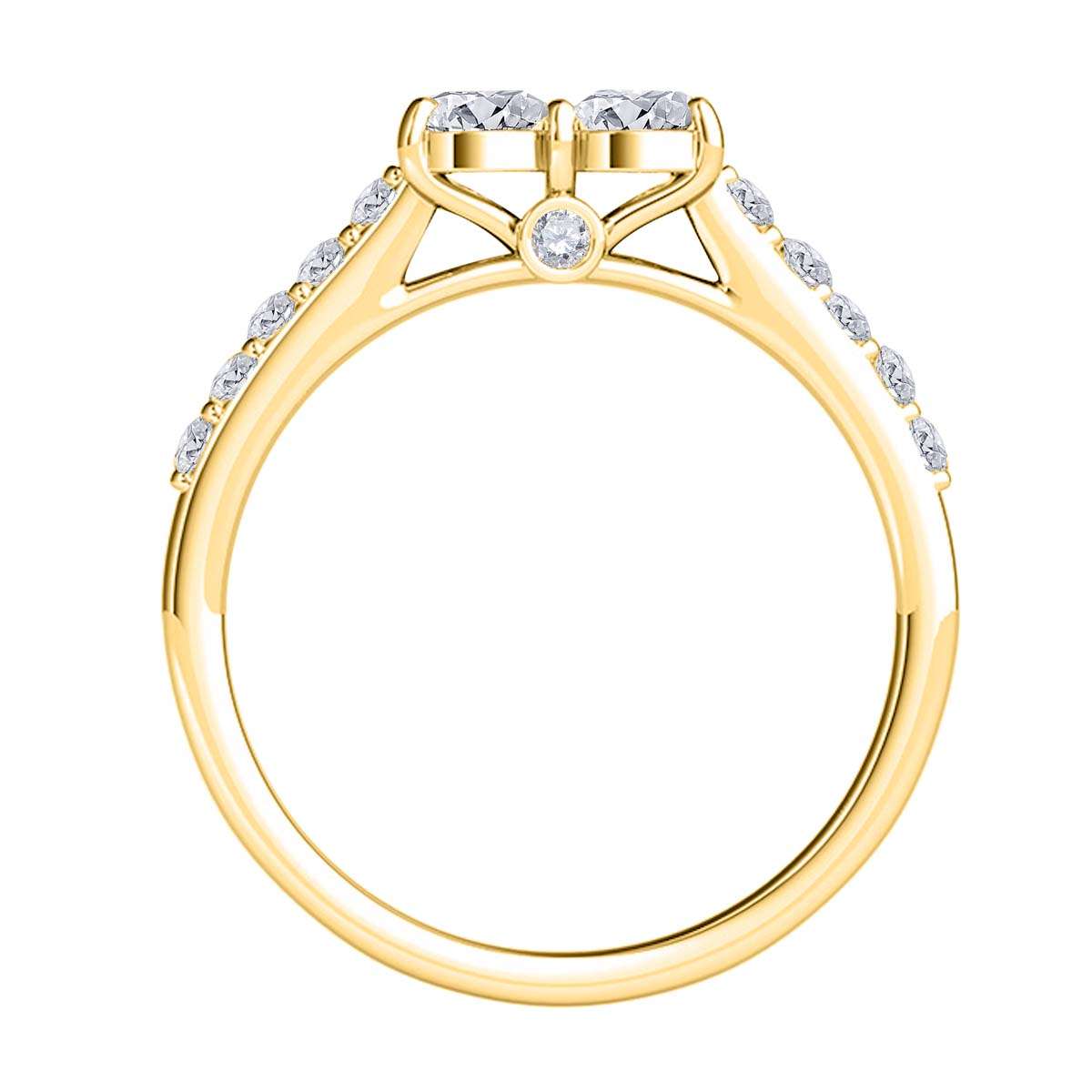 0.50 Carat Natural Diamond Two-Stone Engagement Ring for Women in 14K Solid Rose, White & Yellow Gold Mauli Jewels