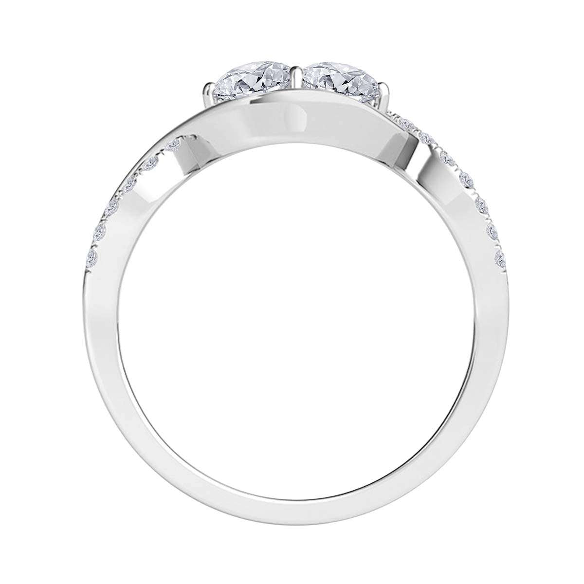 MAULIJEWELS 1.00 Carat Two-Stone Diamond Engagement Wedding Ring - Prong Setting in 14K Rose, Yellow & White Gold Mauli Jewels