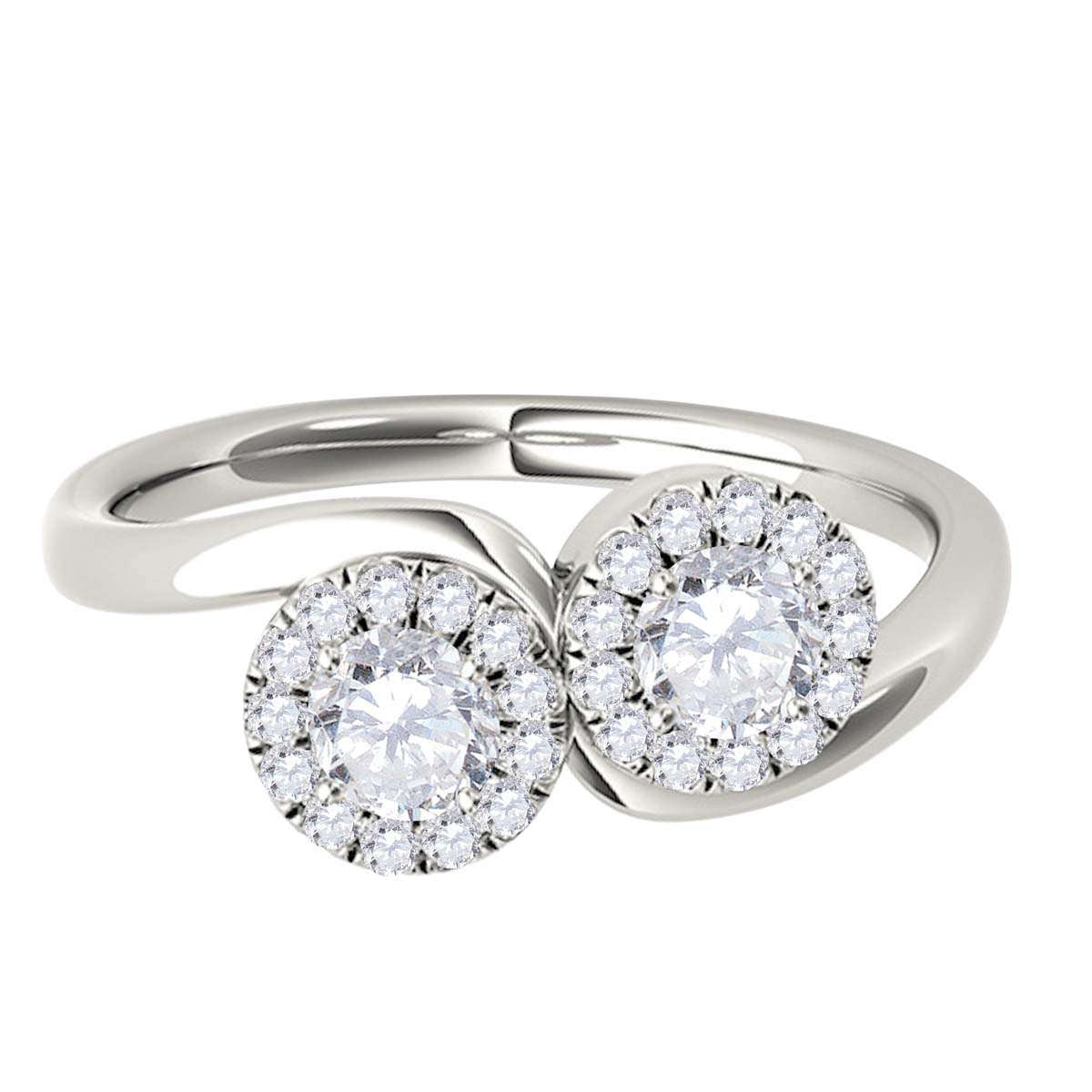 1.25 Carat Halo Diamond Two-Stone Engagement Wedding Ring for Women in 10K Rose, White & Yellow Gold Mauli Jewels