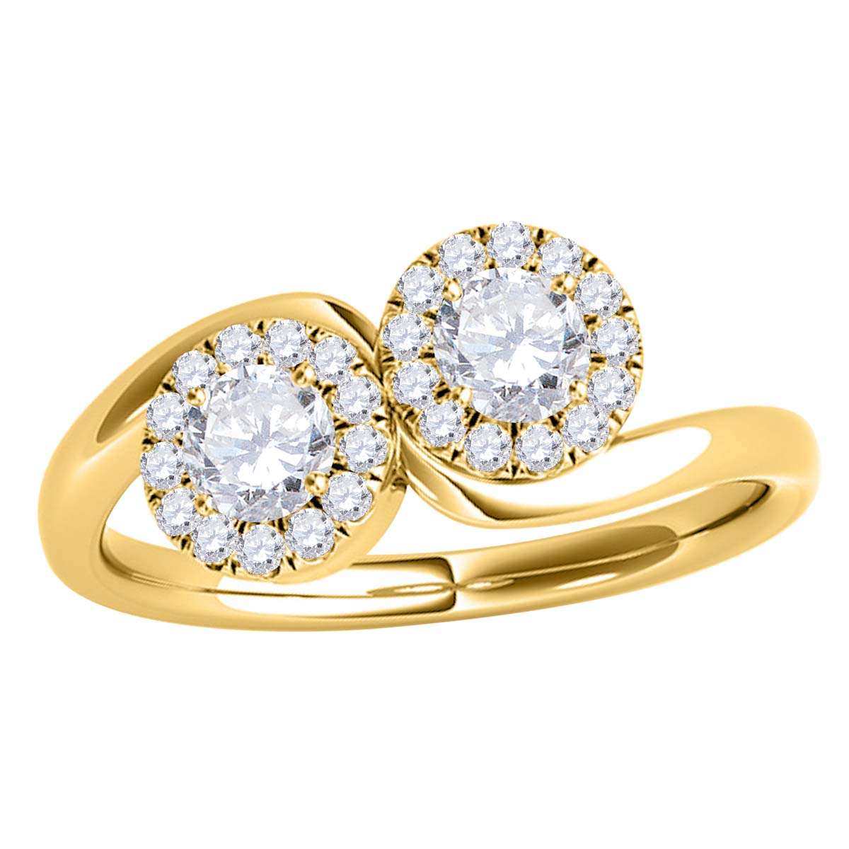 1.25 Carat Halo Diamond Two-Stone Engagement Wedding Ring for Women in 10K Rose, White & Yellow Gold Mauli Jewels