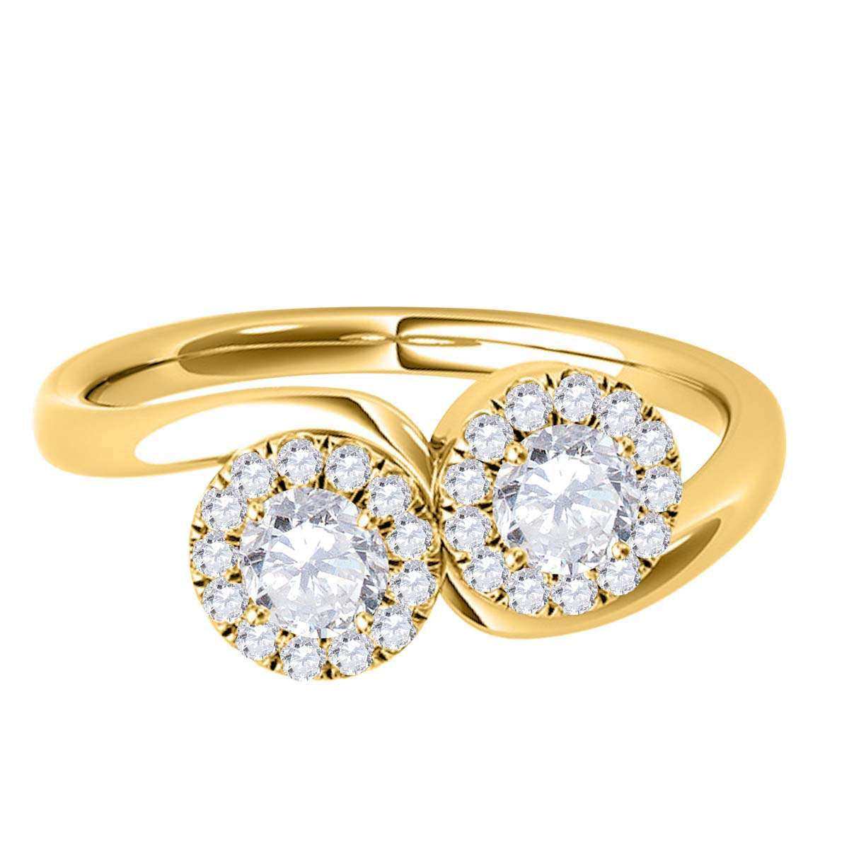 1.25 Carat Halo Diamond Two-Stone Engagement Wedding Ring for Women in 10K Rose, White & Yellow Gold Mauli Jewels