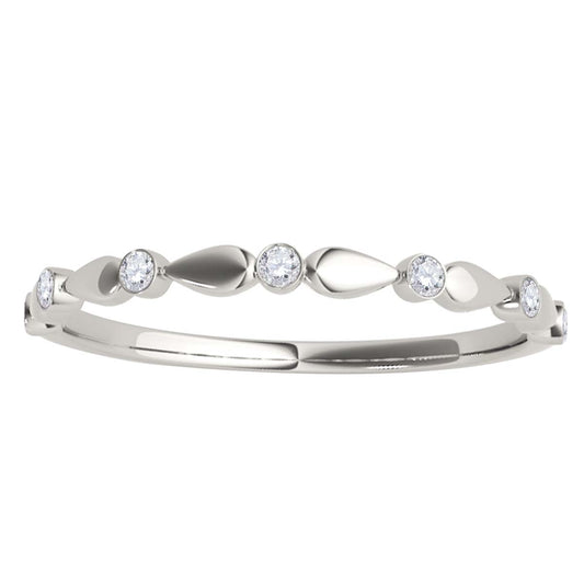MauliJewels 0.07 Carat Halo Lab Grown Diamond Wedding Band for Women, 10K White or Yellow Gold, 1.2 mm Antique Style Diamond Band, Engagement Ring - Mauli Jewels