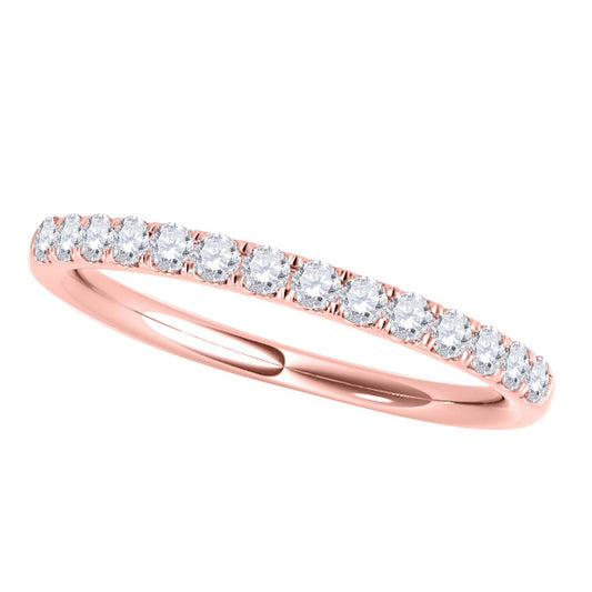 MauliJewels Rings for Women 0.25 Carat Round Diamond Hand-Crafted Wedding Band, Prong-Setting, 14K Rose, Yellow & White Gold