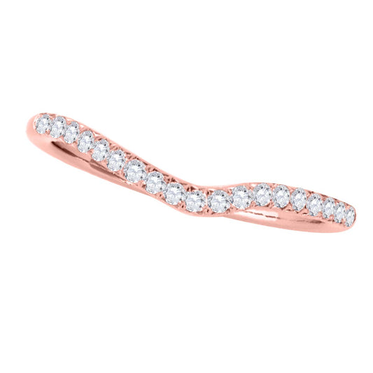 MauliJewels 0.25 CT Natural Diamond Curvy Wedding Band for Women | Prong-Set 14K Rose White Yellow Gold Ring | Bridal Band