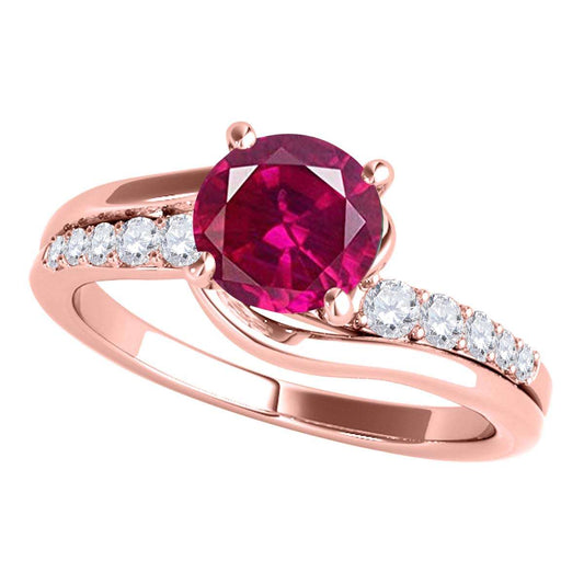 MauliJewels 1.15 Carat Ruby and Diamond Engagement Ring | 4-Prong Set in 14K Solid Rose, White & Yellow Gold Mauli Jewels