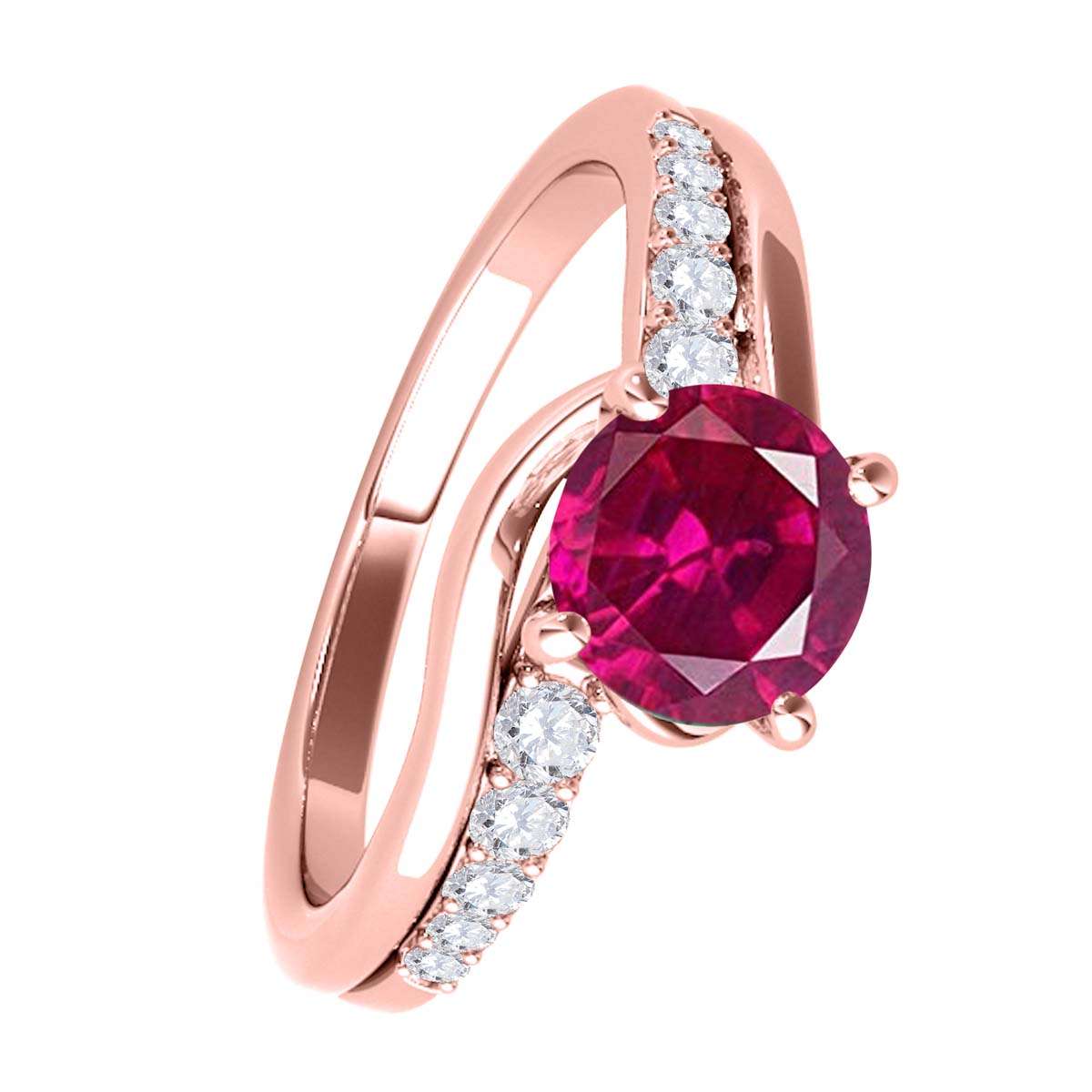 MauliJewels 1.15 Carat Ruby and Diamond Engagement Ring | 4-Prong Set in 14K Solid Rose, White & Yellow Gold Mauli Jewels