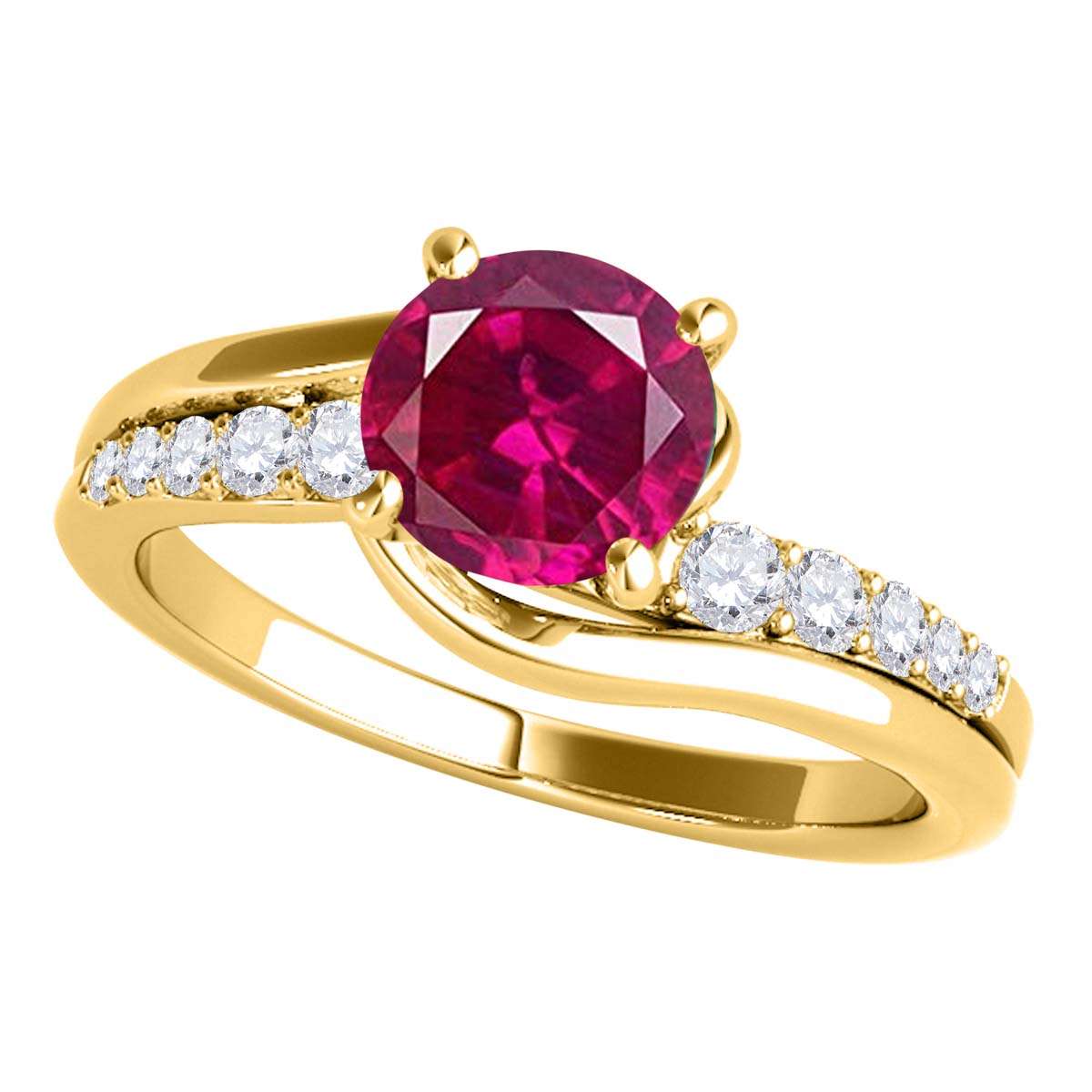MauliJewels 1.15 Carat Ruby and Diamond Engagement Ring | 4-Prong Set in 14K Solid Rose, White & Yellow Gold Mauli Jewels