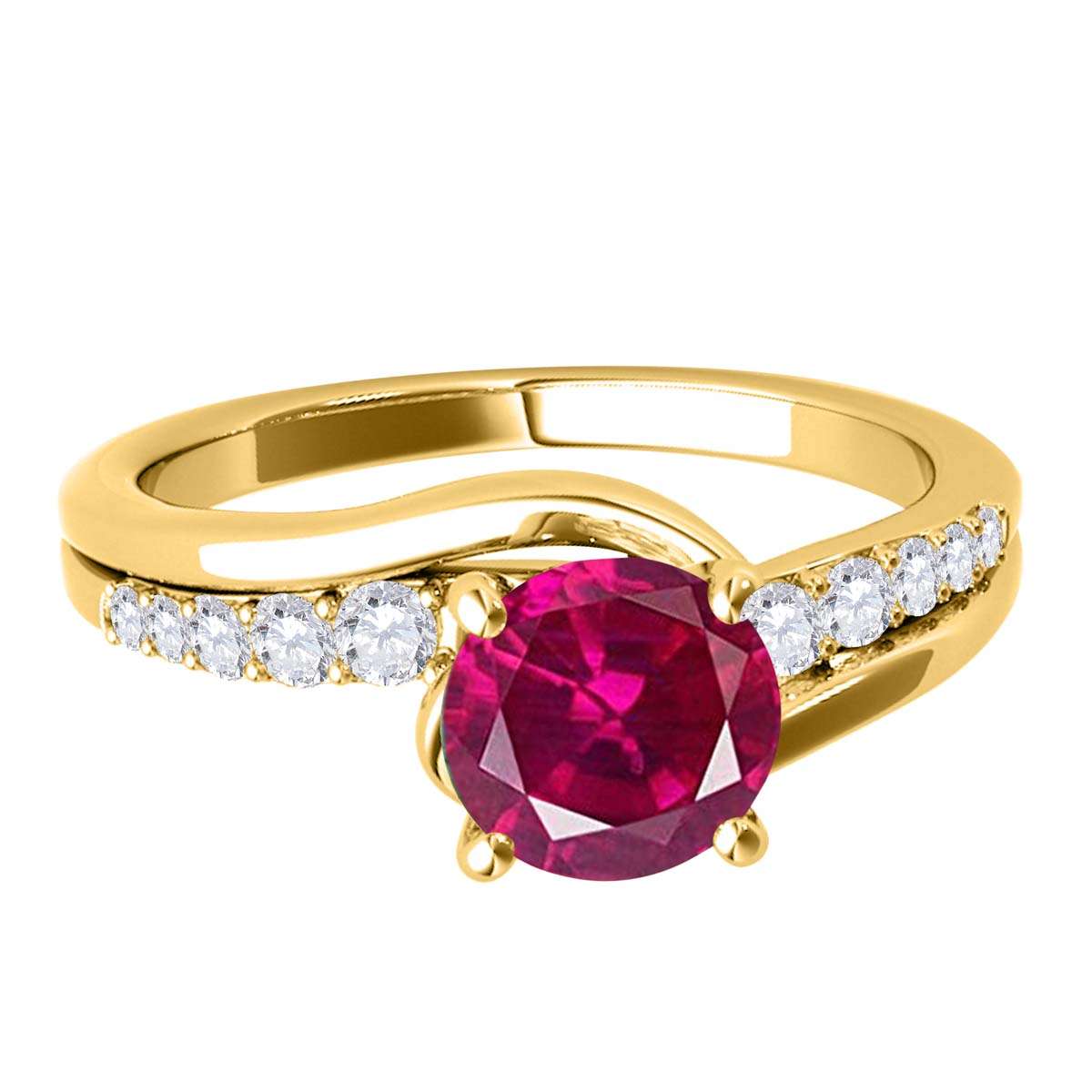 MauliJewels 1.15 Carat Ruby and Diamond Engagement Ring | 4-Prong Set in 14K Solid Rose, White & Yellow Gold Mauli Jewels