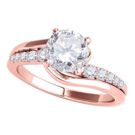 MauliJewels 1 Carat Halo Diamond Engagement Ring in 14K Rose White Yellow Gold | Natural Round Cut Diamond Bridal Ring | Prong Setting Women’s Ring