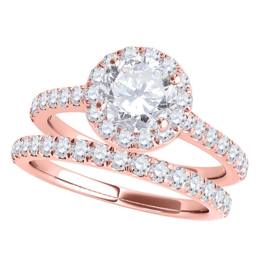 0.75 Carat Bridal Set Natural Diamond Engagement Wedding Rings For Women In 14K Rose White & Yellow Gold Mauli Jewels