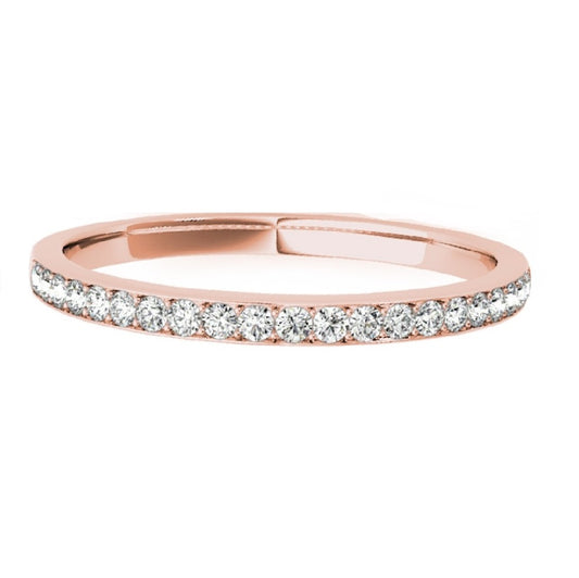 MauliJewels 0.20 CT Natural Round Diamond Wedding Band, 4-Prong Setting, 14K Rose White & Yellow Gold Ring for Women, Lightweight Ring