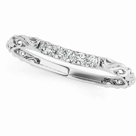 MauliJewels 14K Rose, White and Yellow Gold Lab Grown Diamond Wedding Band for Women - 0.10 Carat Curved Stackable Anniversary Band Ring Size 5-9