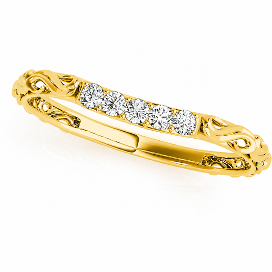 MauliJewels 14K Rose, White and Yellow Gold Lab Grown Diamond Wedding Band for Women - 0.10 Carat Curved Stackable Anniversary Band Ring Size 5-9