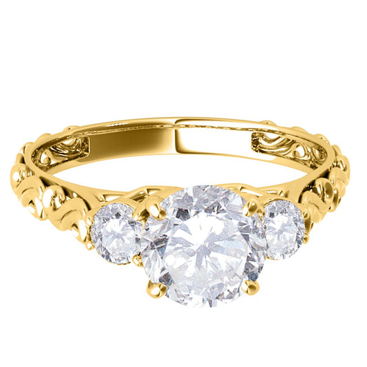 1/2 Carat Diamond Three Stone Engagement Rings for Women In 14K Rose/ White & Yellow Gold Mauli Jewels