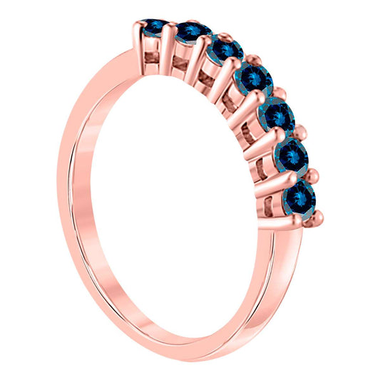 Radiant Royalty: Finger Rings for Women: Luxurious 7-Diamond Crown Ring with total 1 Carat Natural Blue Diamonds in 10K Yellow, White, and Rose Gold - Ideal for Engagement, Anniversary, and Special Occasions - MauliJewels Mauli Jewels
