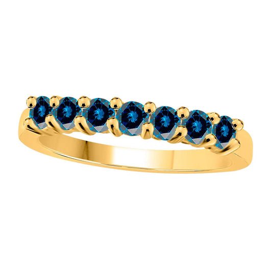 Radiant Royalty: Finger Rings for Women: Luxurious 7-Diamond Crown Ring with total 0.5 Carat Natural Blue Diamonds in 10K Yellow, White, and Rose Gold - Ideal for Engagement, Anniversary, and Special Occasions - MauliJewels Mauli Jewels