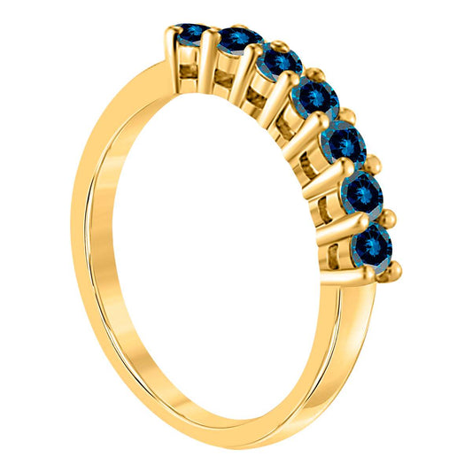 Radiant Royalty: Finger Rings for Women: Luxurious 7-Diamond Crown Ring with total 1 Carat Natural Blue Diamonds in 10K Yellow, White, and Rose Gold - Ideal for Engagement, Anniversary, and Special Occasions - MauliJewels Mauli Jewels