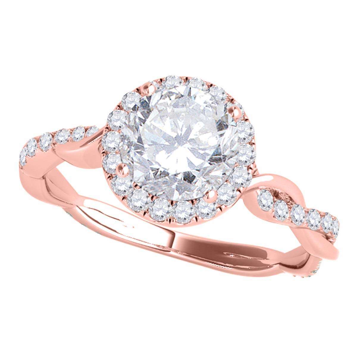 1.35 Carat Intertwined Shank Diamond 4-prong Ring in 14k solid Rose White & Yellow Gold Mauli Jewels
