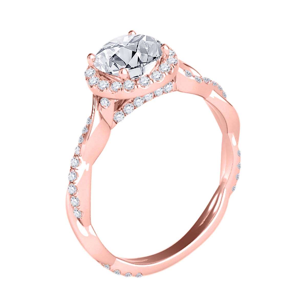 1.35 Carat Intertwined Shank Diamond 4-prong Ring in 14k solid Rose White & Yellow Gold Mauli Jewels