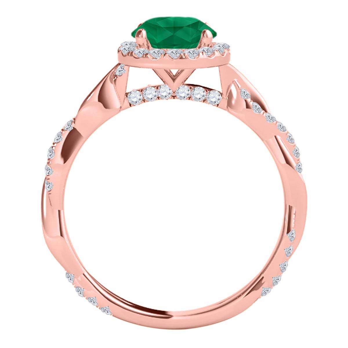 1.35 Carat Intertwined Shank Emerald 4-prong Ring in 14k solid Rose White & Yellow Gold Mauli Jewels