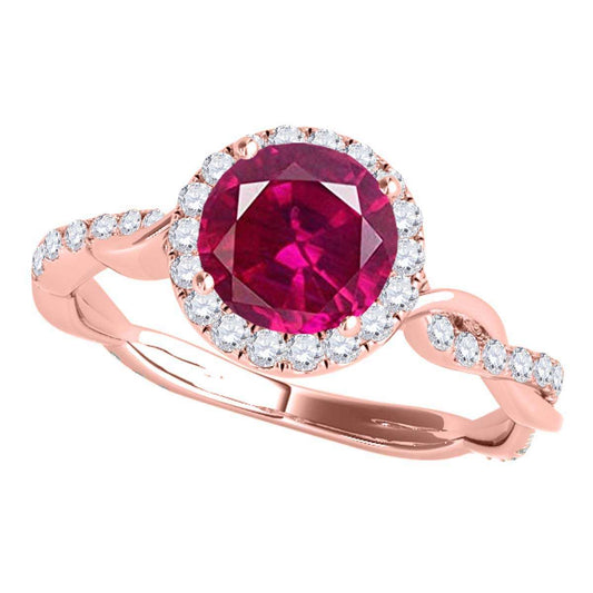 1.35 Carat Intertwined Shank Red Ruby 4-prong Ring in 14k solid Rose White & Yellow Gold Mauli Jewels