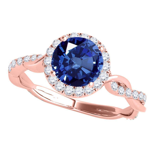 1.35 Carat Intertwined Shank Sapphire 4-prong Ring in 14k solid Rose White & Yellow Gold Mauli Jewels