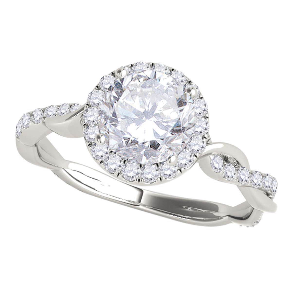 1.35 Carat Intertwined Shank Diamond 4-prong Ring in 14k solid Rose White & Yellow Gold Mauli Jewels