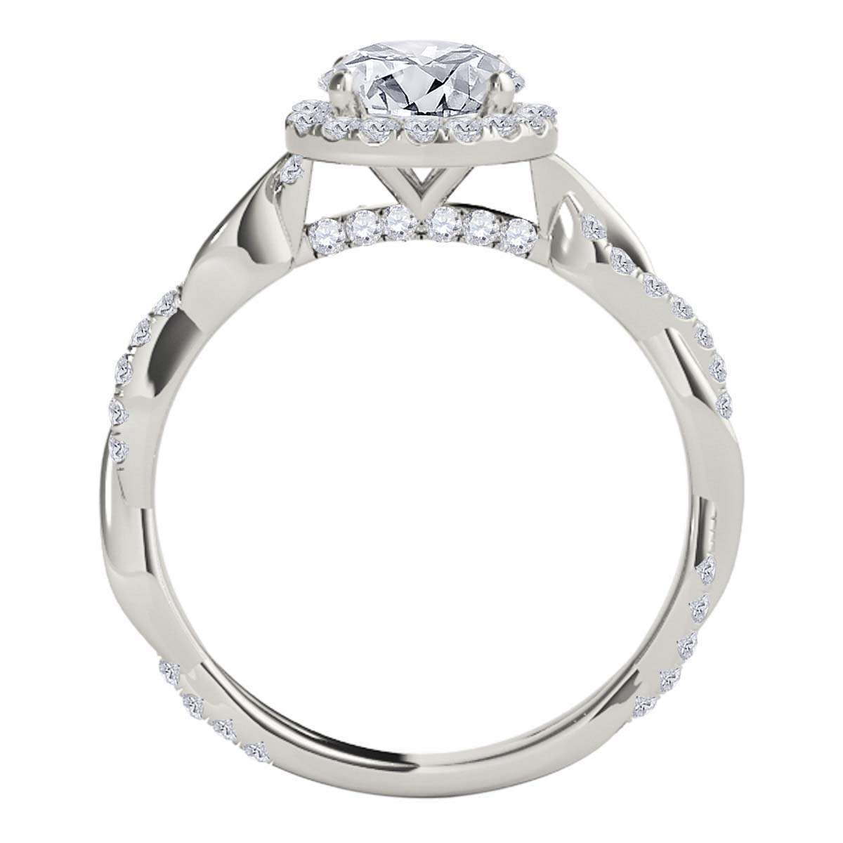 1.35 Carat Intertwined Shank Diamond 4-prong Ring in 14k solid Rose White & Yellow Gold Mauli Jewels