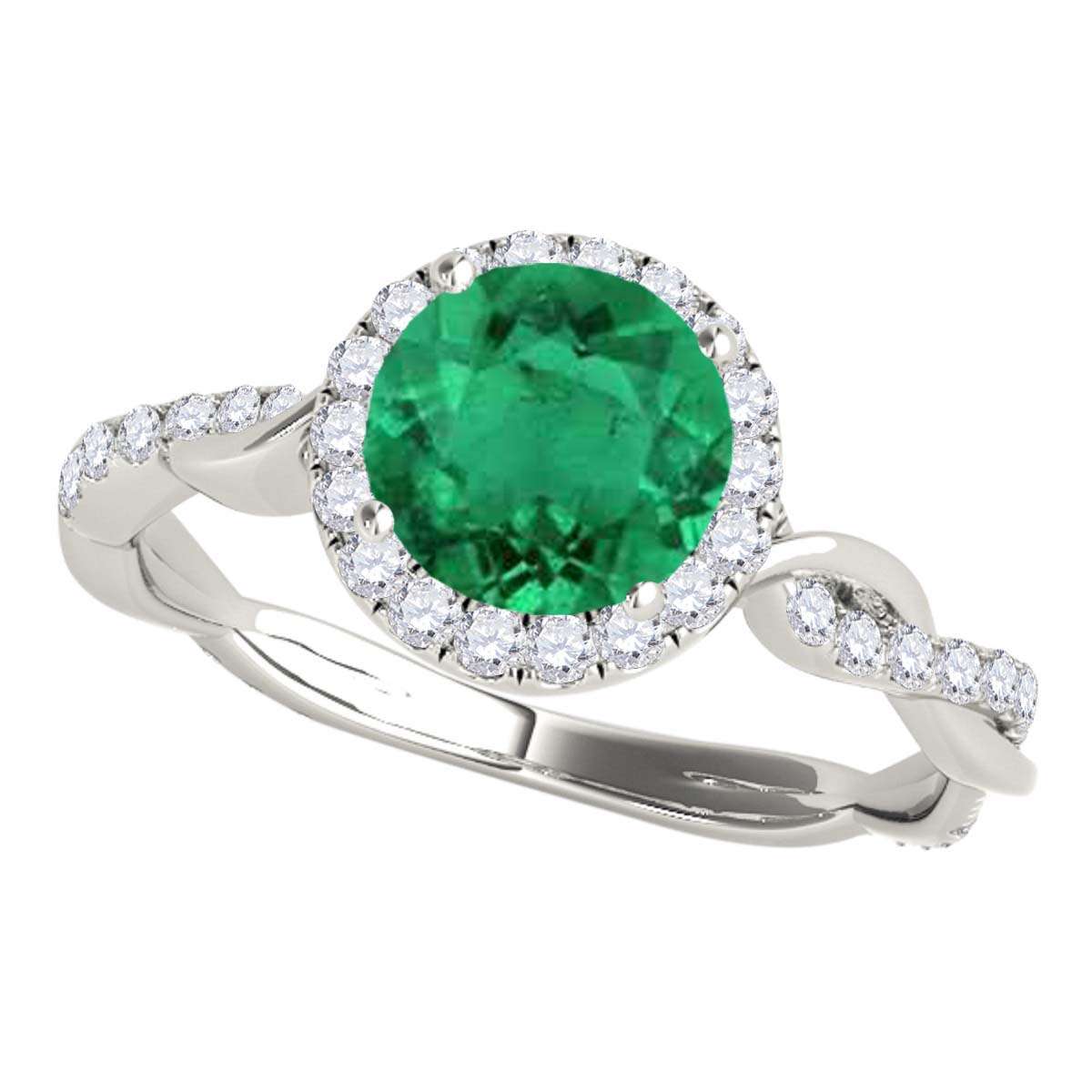 1.35 Carat Intertwined Shank Emerald 4-prong Ring in 14k solid Rose White & Yellow Gold Mauli Jewels
