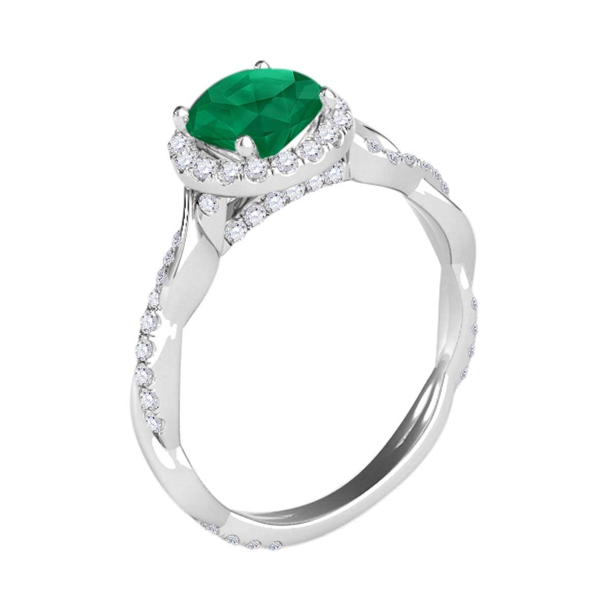 1.35 Carat Intertwined Shank Emerald 4-prong Ring in 14k solid Rose White & Yellow Gold Mauli Jewels